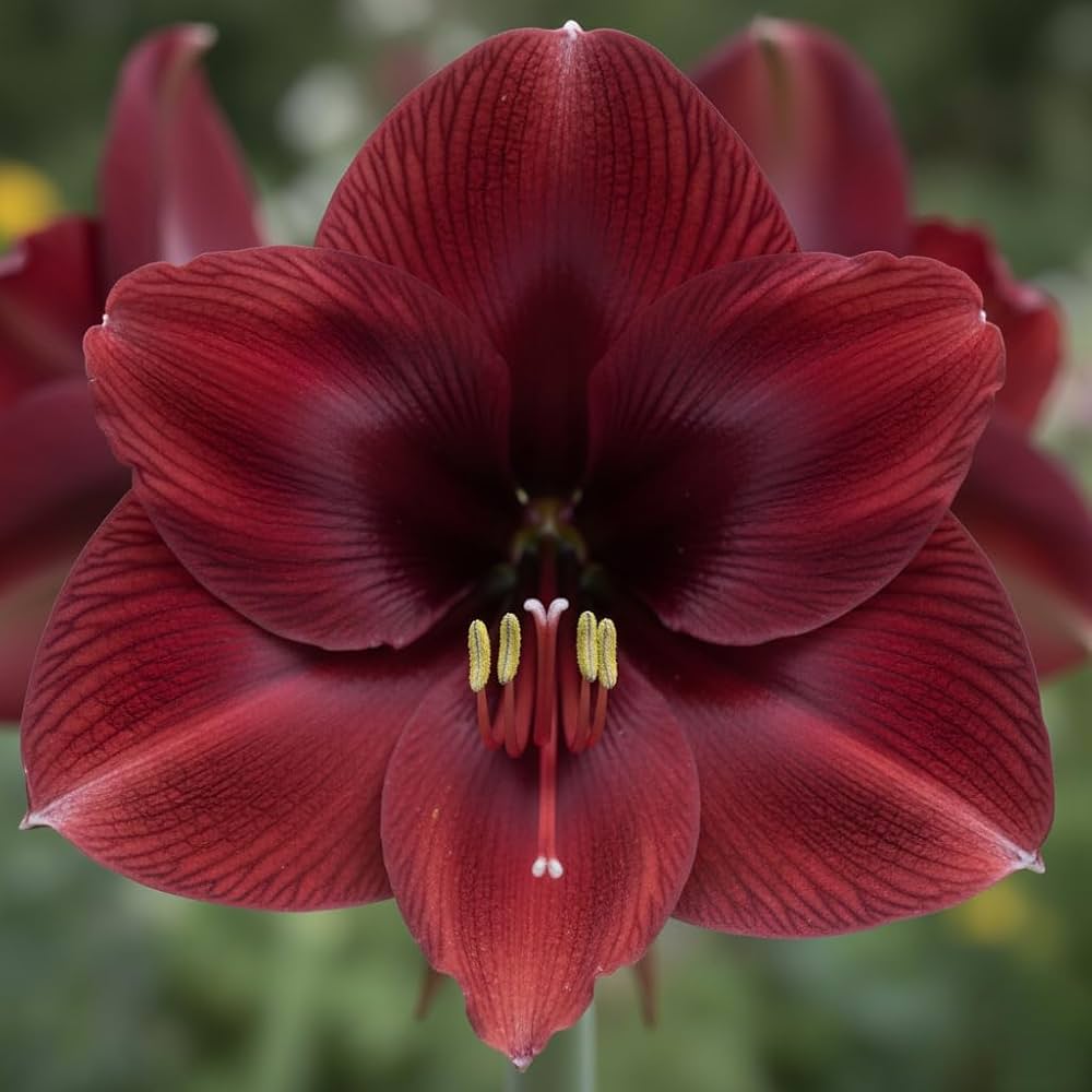 Deep Red Amaryllis Flower Seeds Premium Quality Heirloom & GMO Free Seeds for Home Garden Sale blooming in flower beds, containers, borders, and pollinator-friendly gardens