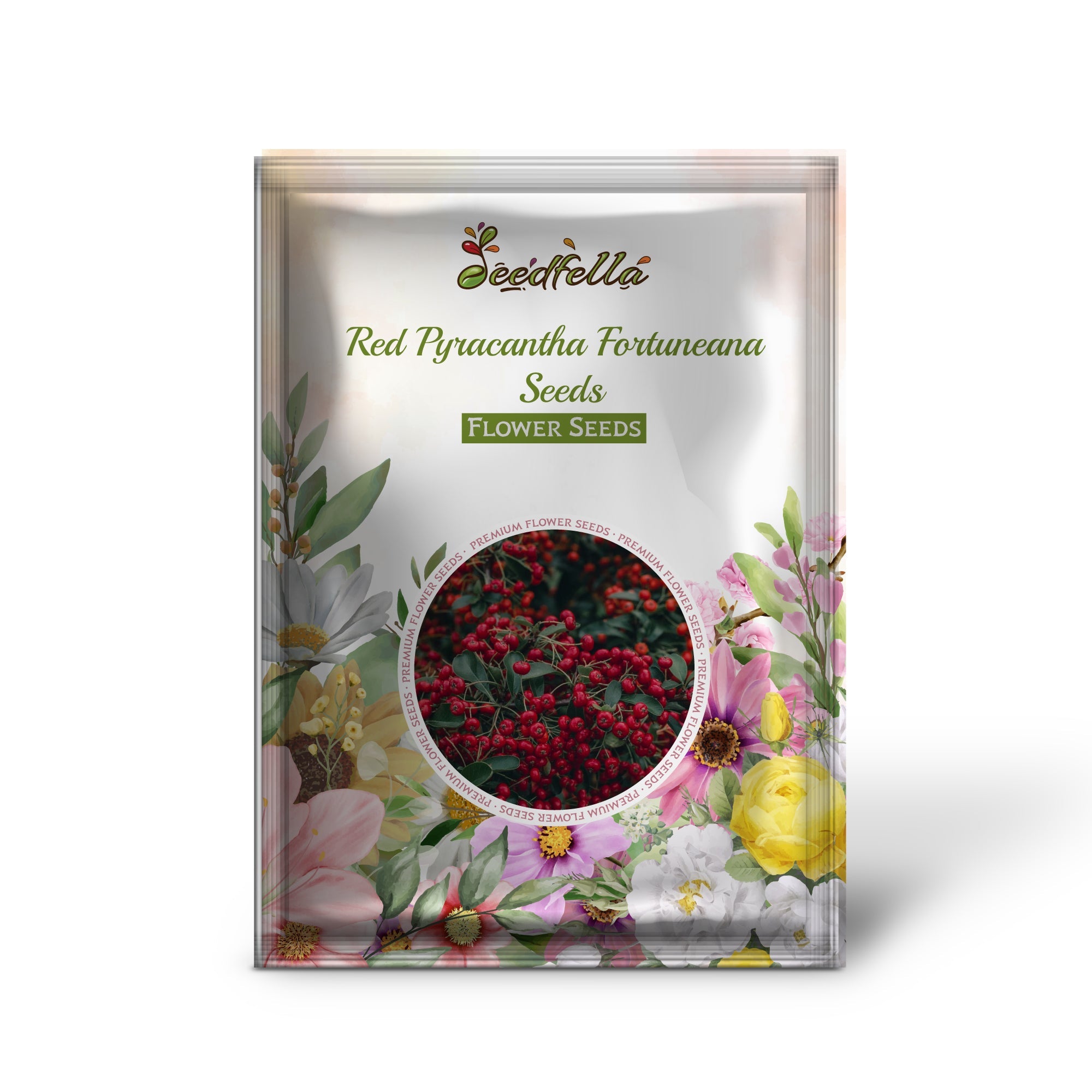 Red Pyracantha Fortuneana Seeds for Planting Vibrant Berries, Easy-Growing Shrub