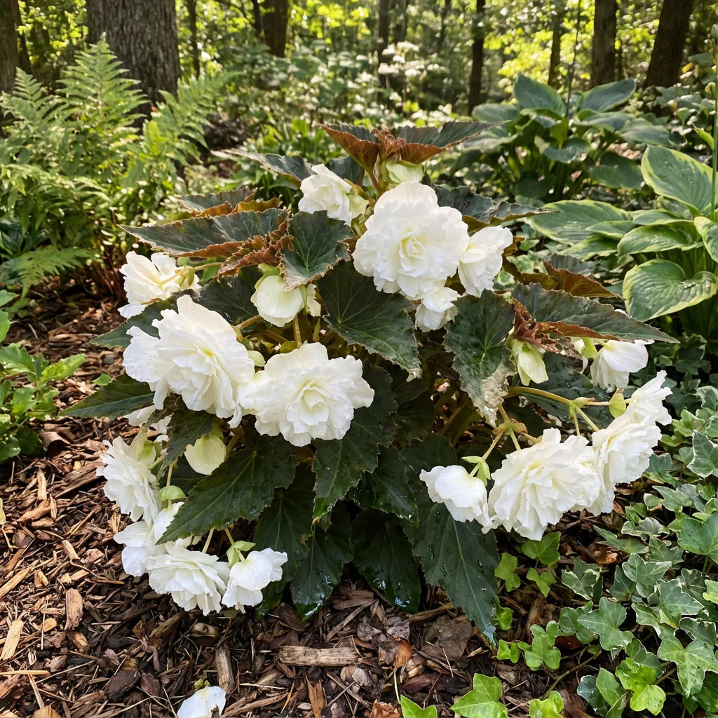 Begonia White Flower Seeds for Planting Elegant Annual Blooms for Gardens & Pots - Evergrowseeds