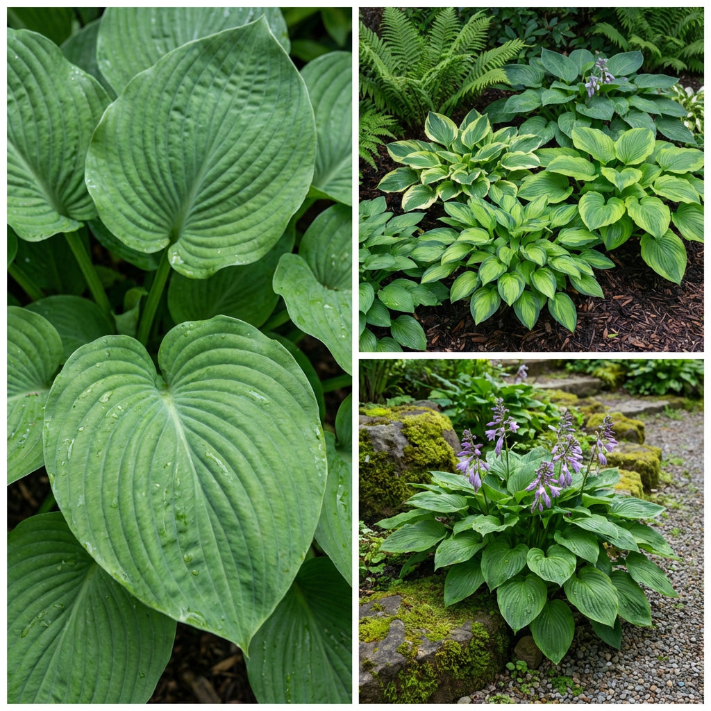 Evergrowseeds Hosta Seeds for planting, showcasing lush green foliage of perennial shade-loving Hosta plant in realistic image