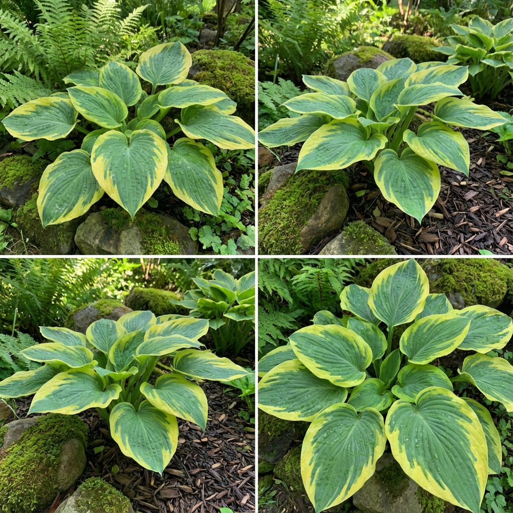 Evergrowseeds Hosta seeds for planting, heirloom non-GMO perennial shade plant with lush green foliage, ready for garden growth.