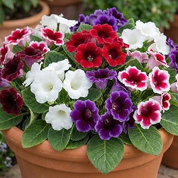 Red & White Gloxinia Flower seeds for Planting - Pollinator Friendly, Heirloom & GMO Free Seeds for Home Garden
