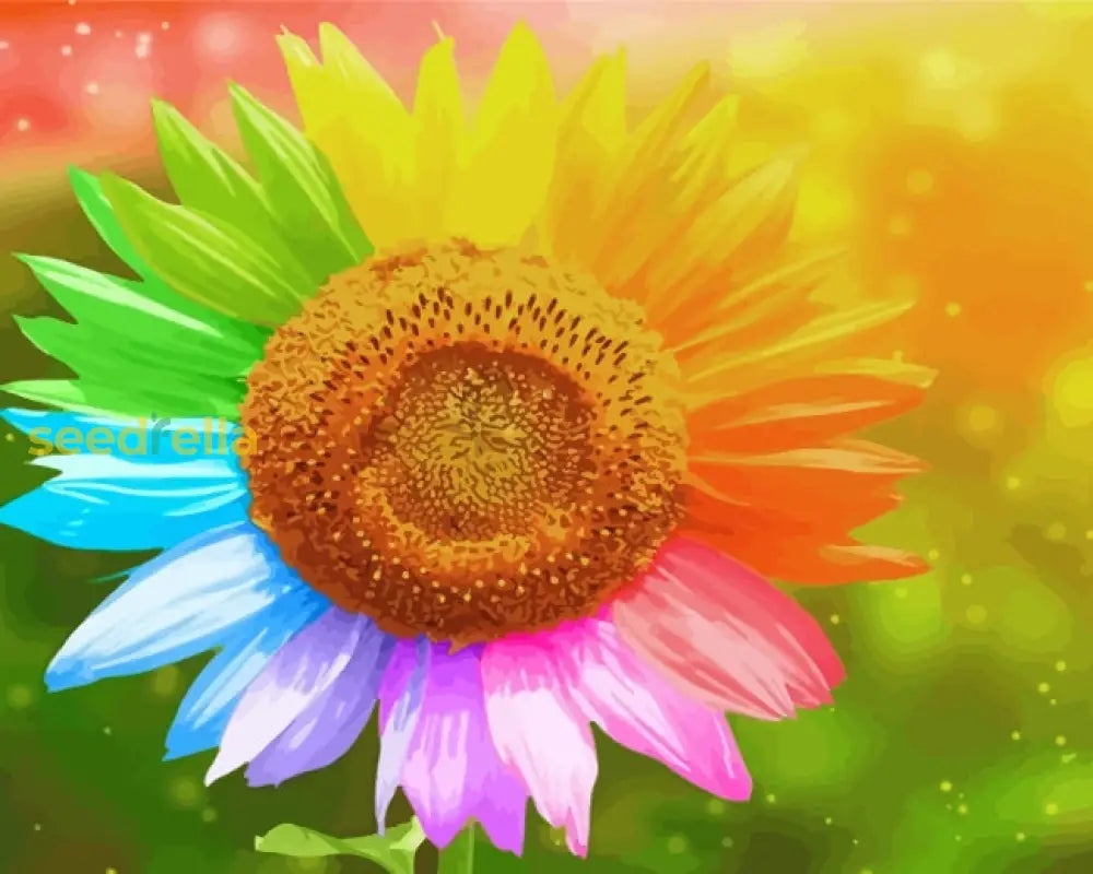 Rainbow Sunflower flowers blooming in garden