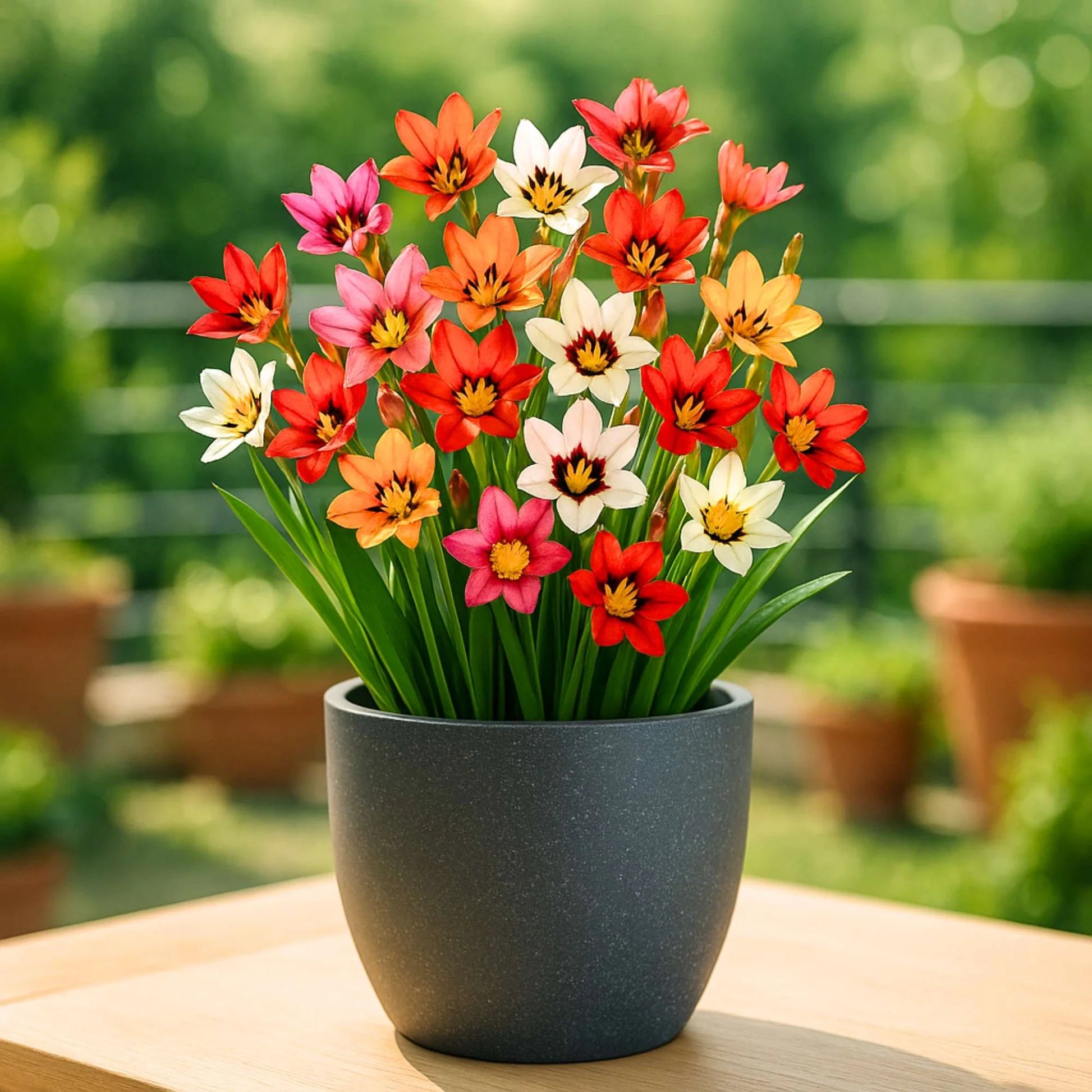 Blue Red Sparaxis Flower seeds for Planting - Premium Quality, Heirloom & GMO Free Seeds for Home Garden