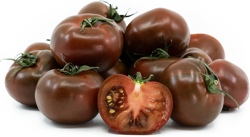 Exotic brown tomato plants growing in full sun
