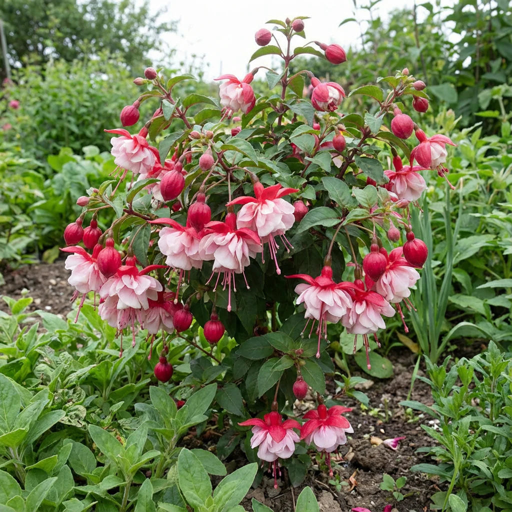 Double Petals Fuchsia Seeds for Planting | Cream Red Flower Seeds for Vibrant Gardens