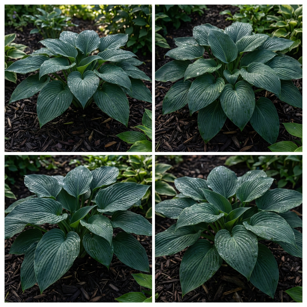 Evergrowseeds Hosta seeds for planting, heirloom, non-GMO perennial shade plant with lush green foliage, shown in the image.